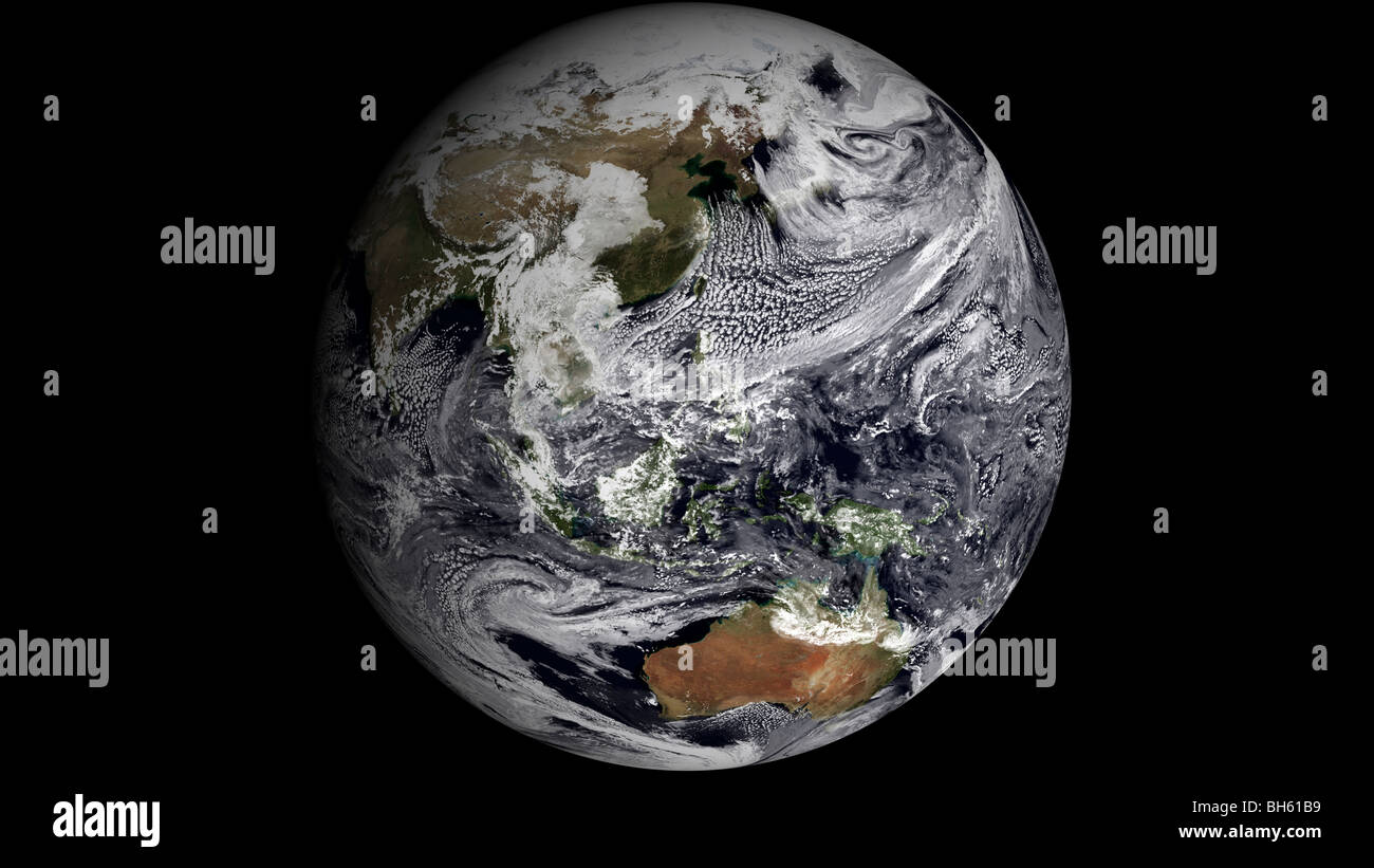 2. Januar 2009 - Cloud Simulation der voll Erde. Stockfoto