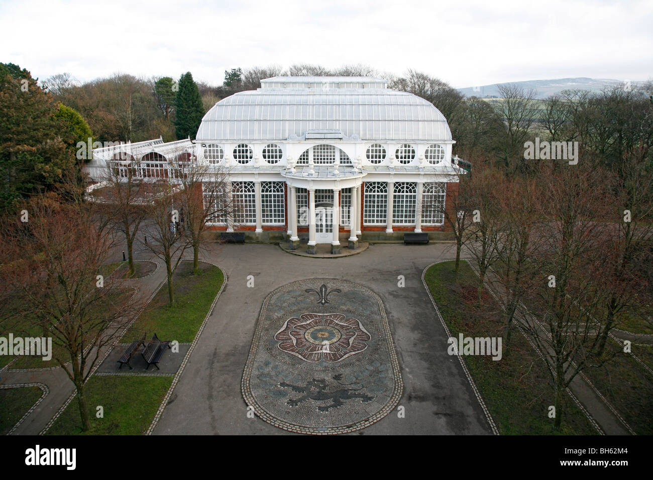 Das Konservatorium in The Ashton-Gedenkstätte in Williamson Park, Lancaster UK. Stockfoto