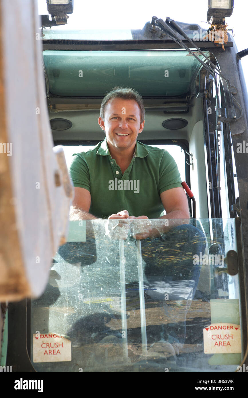 Construction Worker mit Digger Stockfoto
