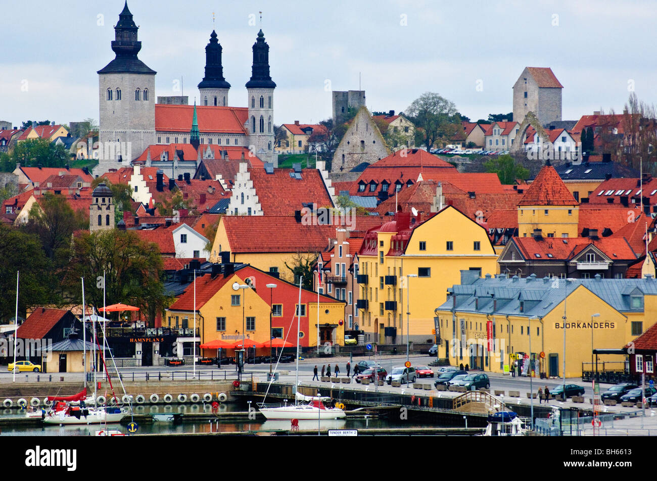Die mittelalterliche Hansestadt Visby, Gotland, Schweden Stockfoto