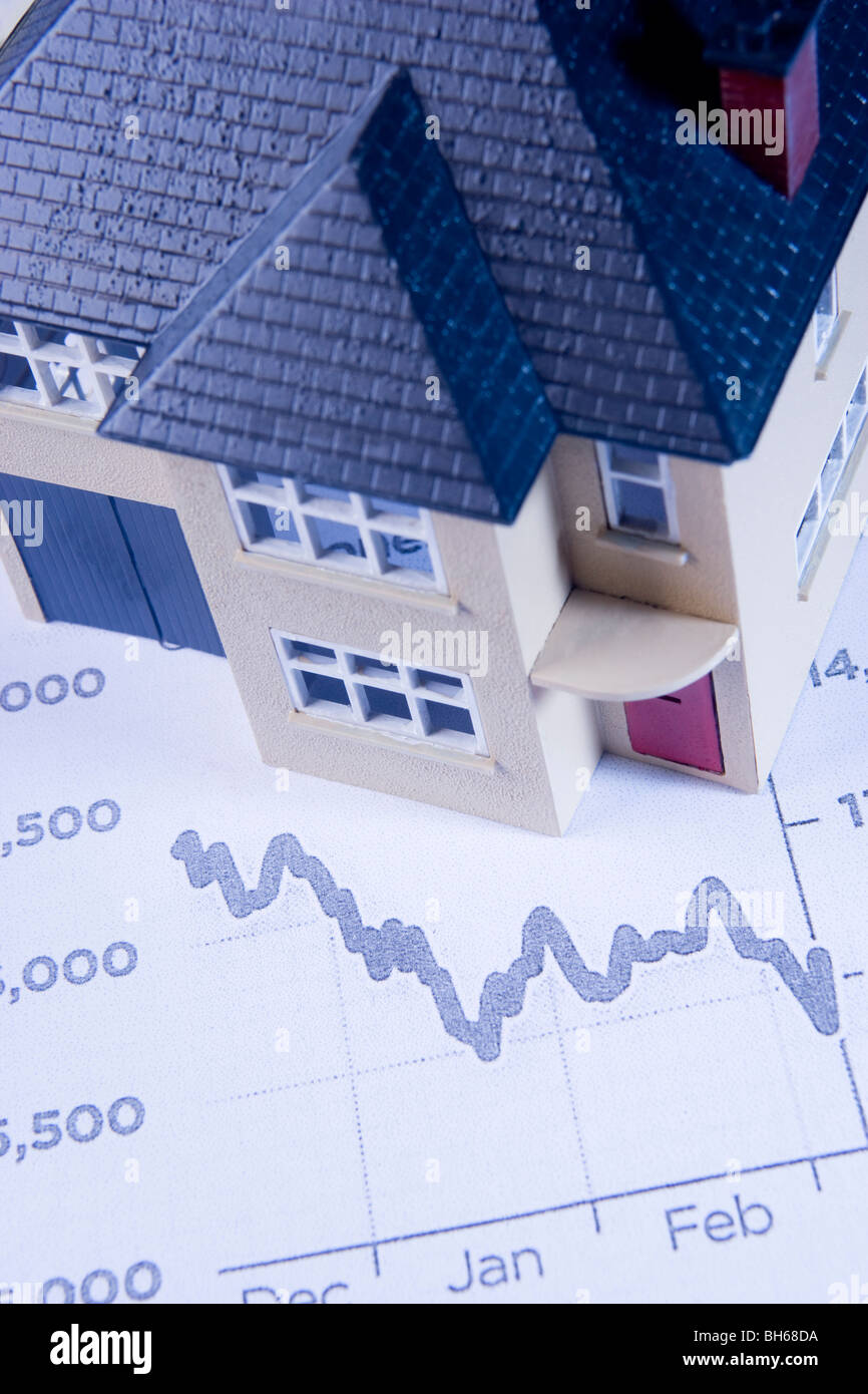 Konzept zeigt Rückgang im Wohnungsmarkt Stockfoto