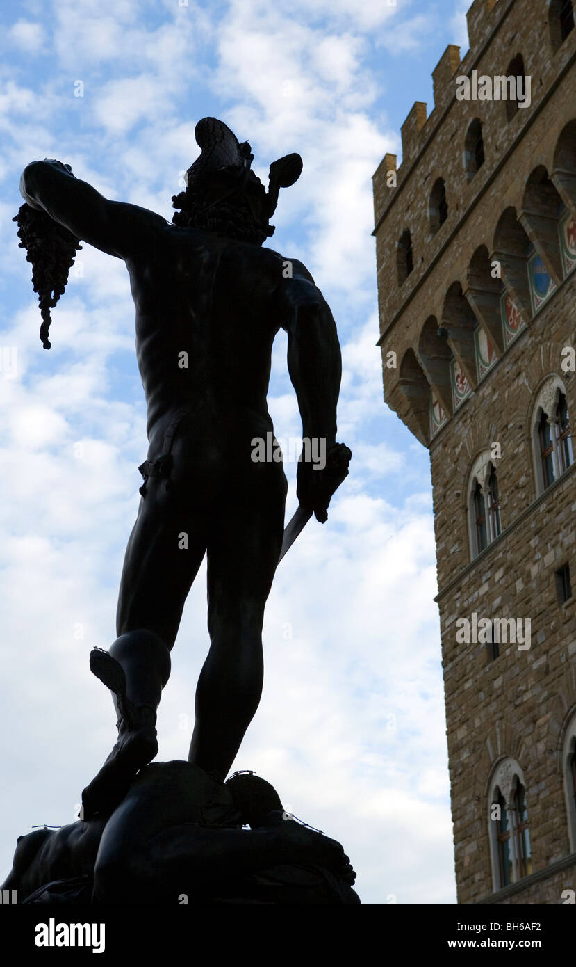 Italien, Toskana, Florenz, Piazza della Signoria, die Denkmäler vor Palazzo Vecchio Stockfoto