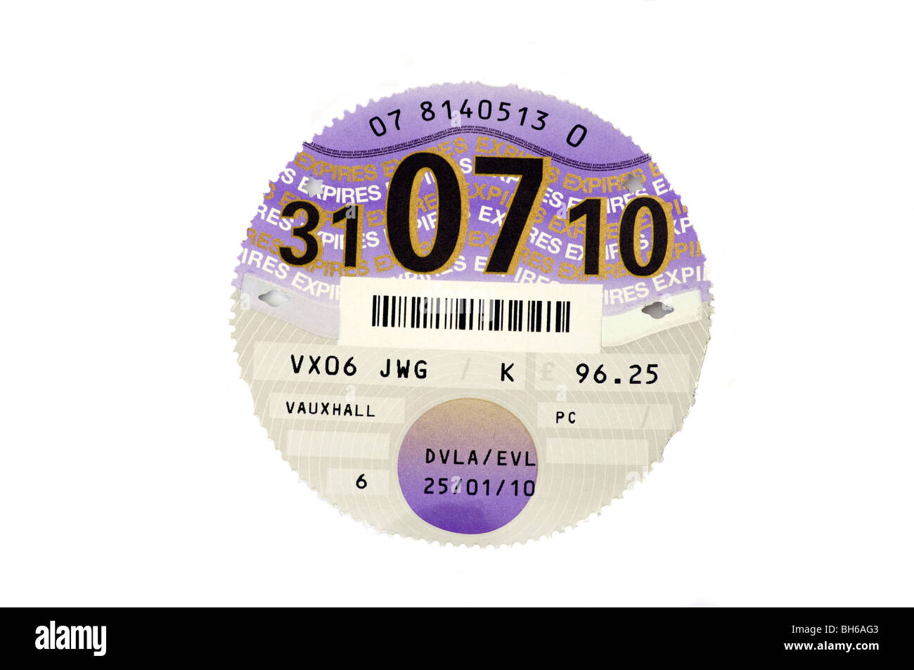 Vereinigtes Königreich Fahrzeug Road Fonds Lizenz Stockfoto