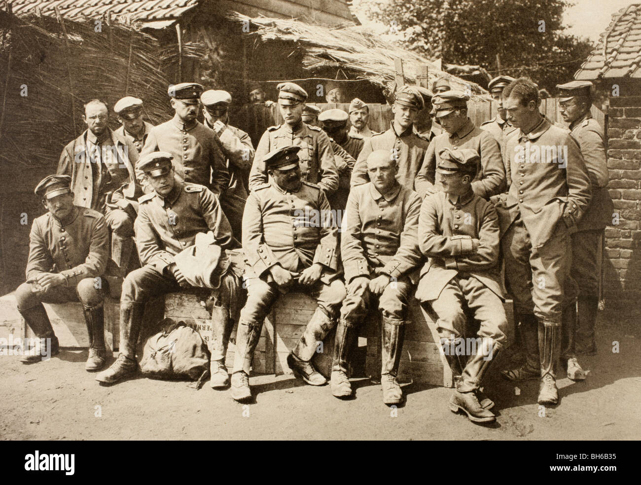 Deutsche Offiziere Kriegsgefangenen im ersten Weltkrieg. Stockfoto