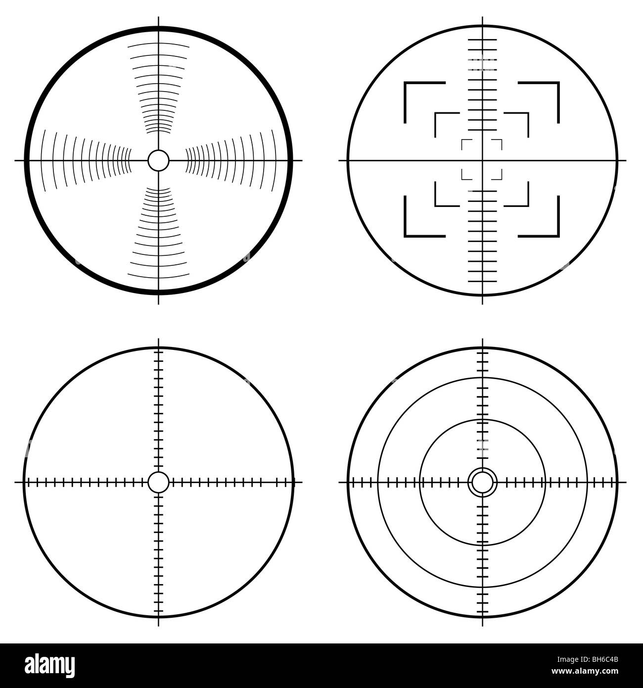 Abbildung von einem Jagd-Anblick mit Ziellinien und Anleitung zum Ziel Stockfoto