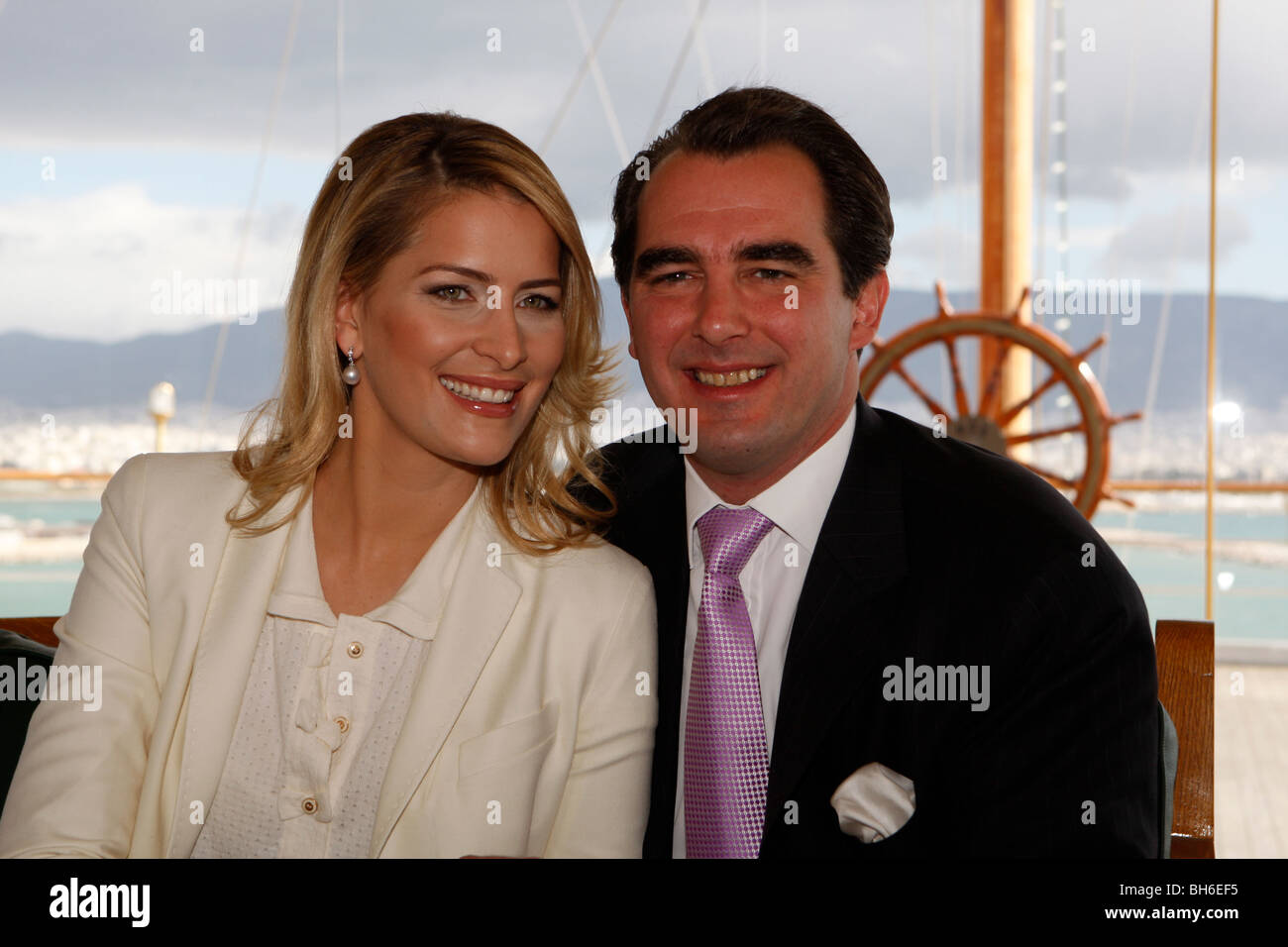 Prinz Nikolaos von Griechenland mit seiner Verlobten Tatiana Blatnik Stockfoto