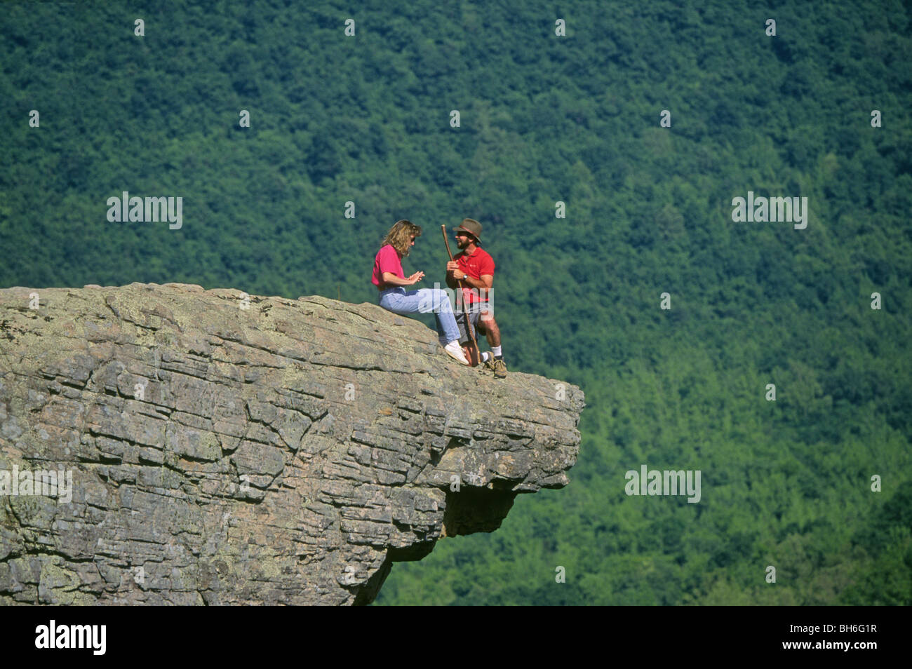 Ein Hinterwäldler Heiratsantrag an Hawksbill Crag Whitaker in den Ozark Mountains, Arkansas Stockfoto