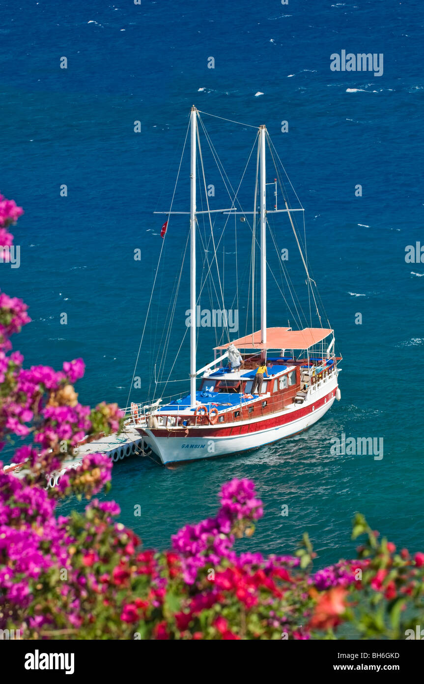 Türkische Holzboote in Kekova Türkei Stockfoto