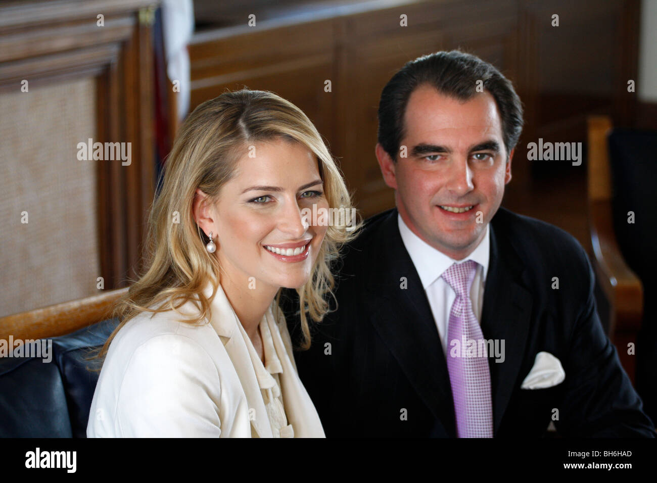 Prinz Nikolaos von Griechenland mit seiner Verlobten Tatiana Blatnik Stockfoto