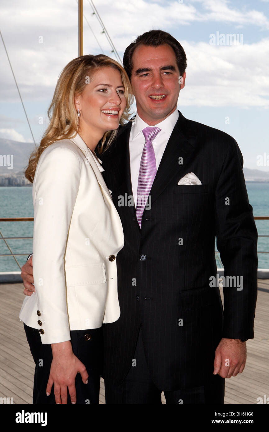Prinz Nikolaos von Griechenland mit seiner Verlobten Tatiana Blatnik Stockfoto