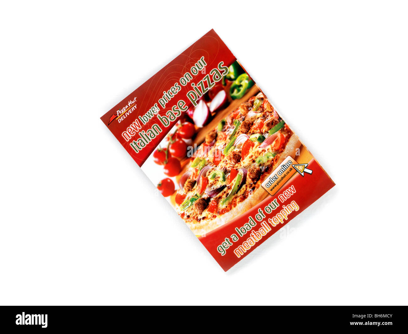 Ein Merkblatt für die Lieferung von Pizzahüttenlacken Stockfoto