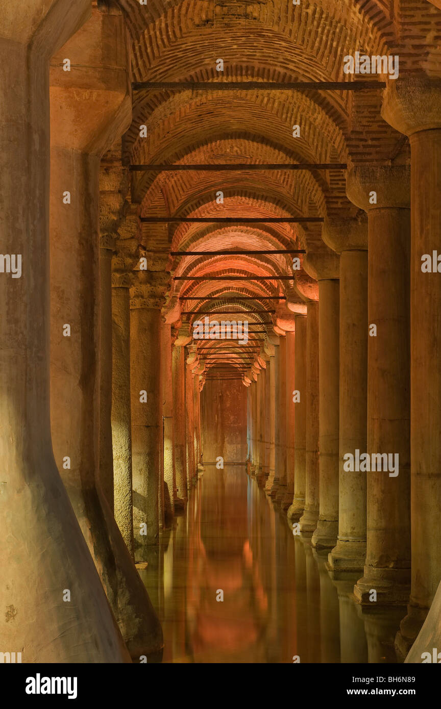 Unterirdische Zisterne, Basilika, Istanbul Türkei Stockfoto