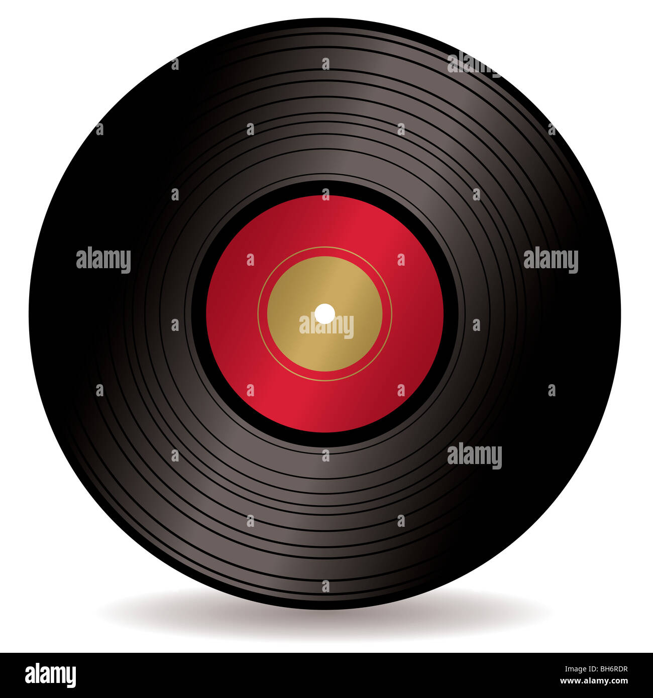 Altmodische Longplay-Rekord mit roten Label- and -Drop shadow Stockfoto