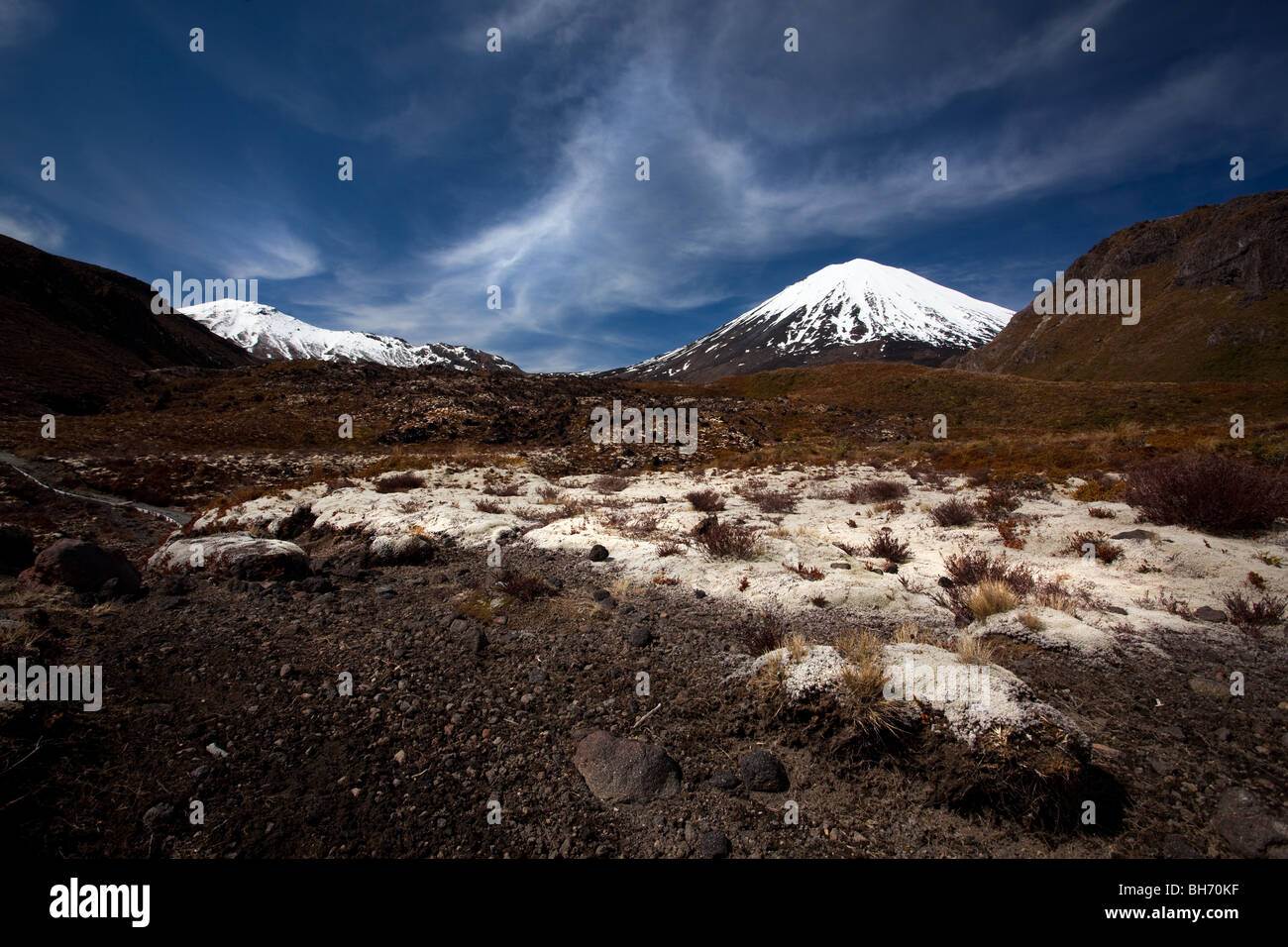 Mt-Ngaruahoe aus dem Tongariro Crossing track Stockfoto