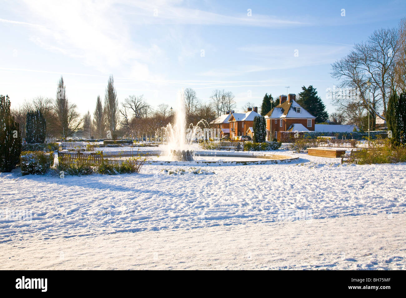 Welwyn Garden City-Schnee-Szene Stockfoto