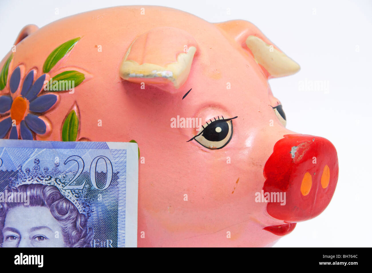 Finanzkonzept rosa Sparschwein ziemlich hell Stockfoto