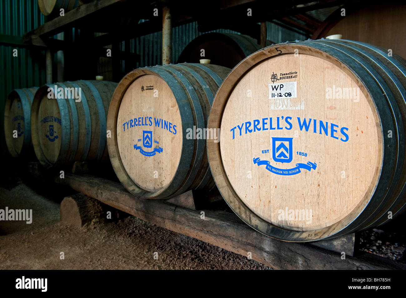Die Kellerei in Tyrrells Weingut und Weinberg im Hunter Valley, New-South.Wales, Australien Stockfoto