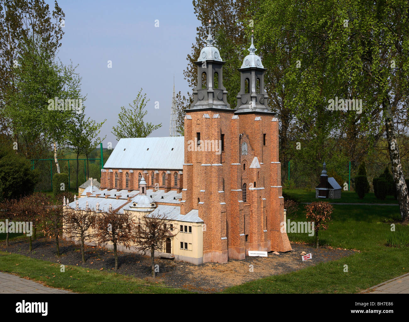 Pobiedziska Miniatur Open Air Museum, Gniezno Kathedrale Modell, Großpolen, Polen Stockfoto