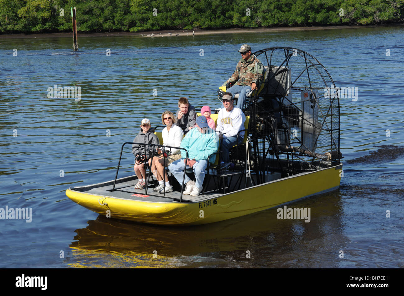 Touristen auf einem Luftboot in den USA Florida Everglades Stockfoto