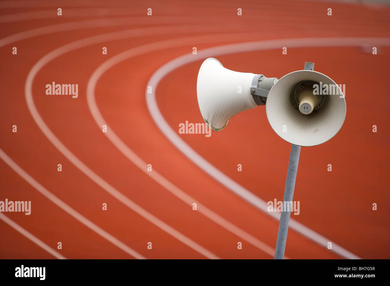 Olympischen Spielen, laufen, Strecke, Gassen, Leichtathletik, Sport, Boden, Sitze, Öffentlichkeit, Adresse, System, Lautsprecher, Tanoy Stockfoto