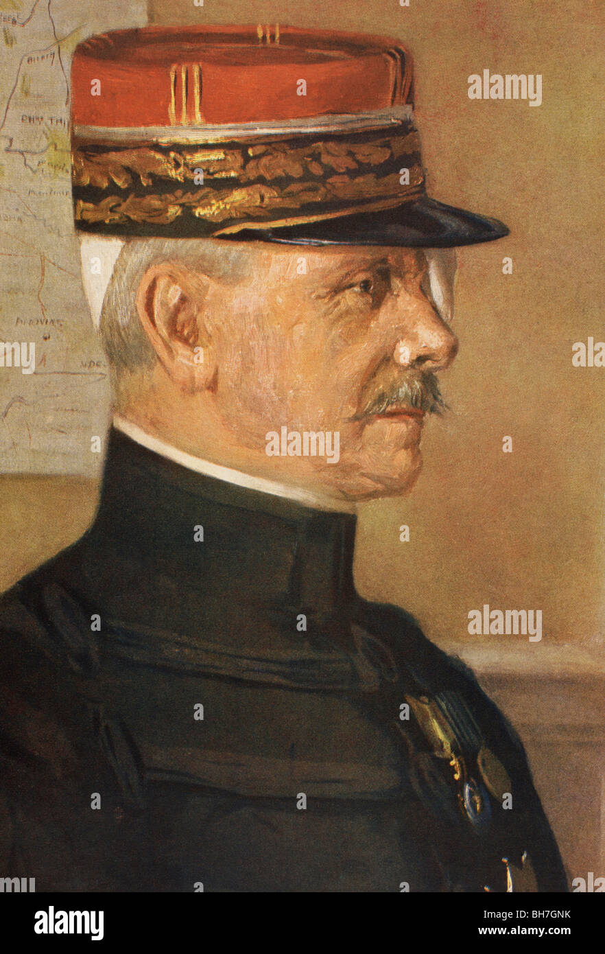 Allgemeine Michel-Joseph Maunoury 1847 bis 1923 einige Zeit, nachdem er auf dem linken Auge im März 1915 verwundet worden war. Stockfoto