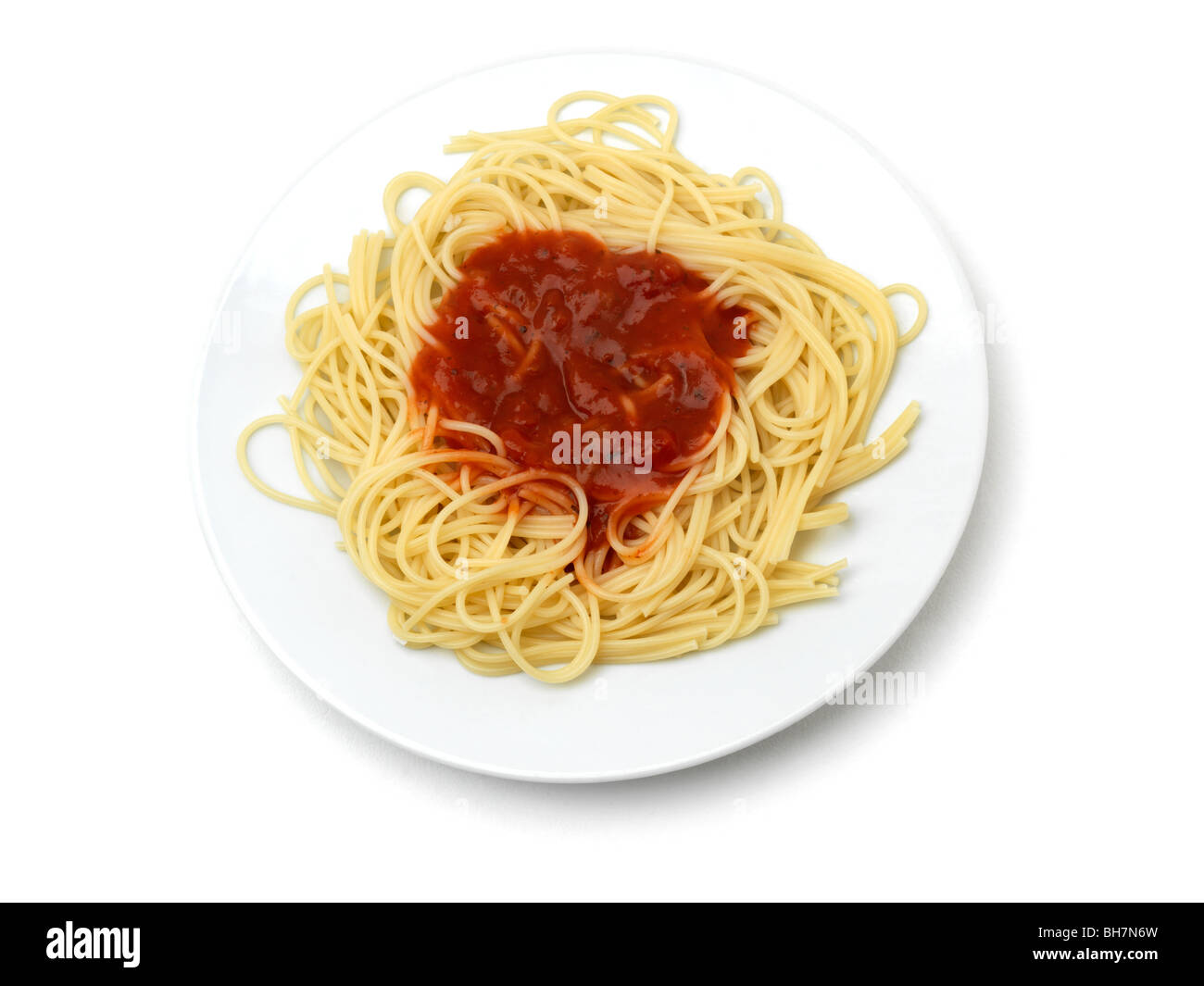 Teller Spaghetti mit Tomatensauce Stockfoto