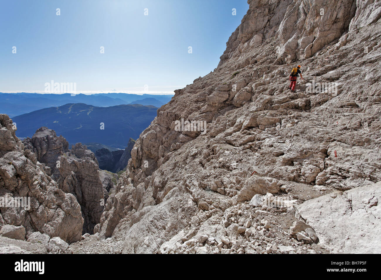 Brenta via Ferrata Dolomiten Dolomiti Bergsteigen Italien Alpen italienischen Gefahr Klettern Bergsteigen Bocchette Mittel- Stockfoto