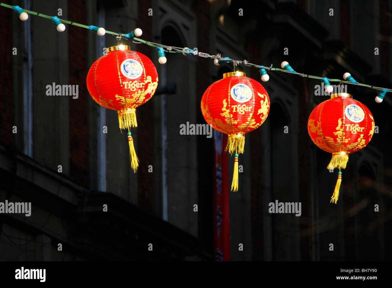 Chinesische Laternen für die Feiern des neuen Jahres im Februar 2009 in Manchester wo gibt es eine große chinesische Gemeinschaft. Stockfoto