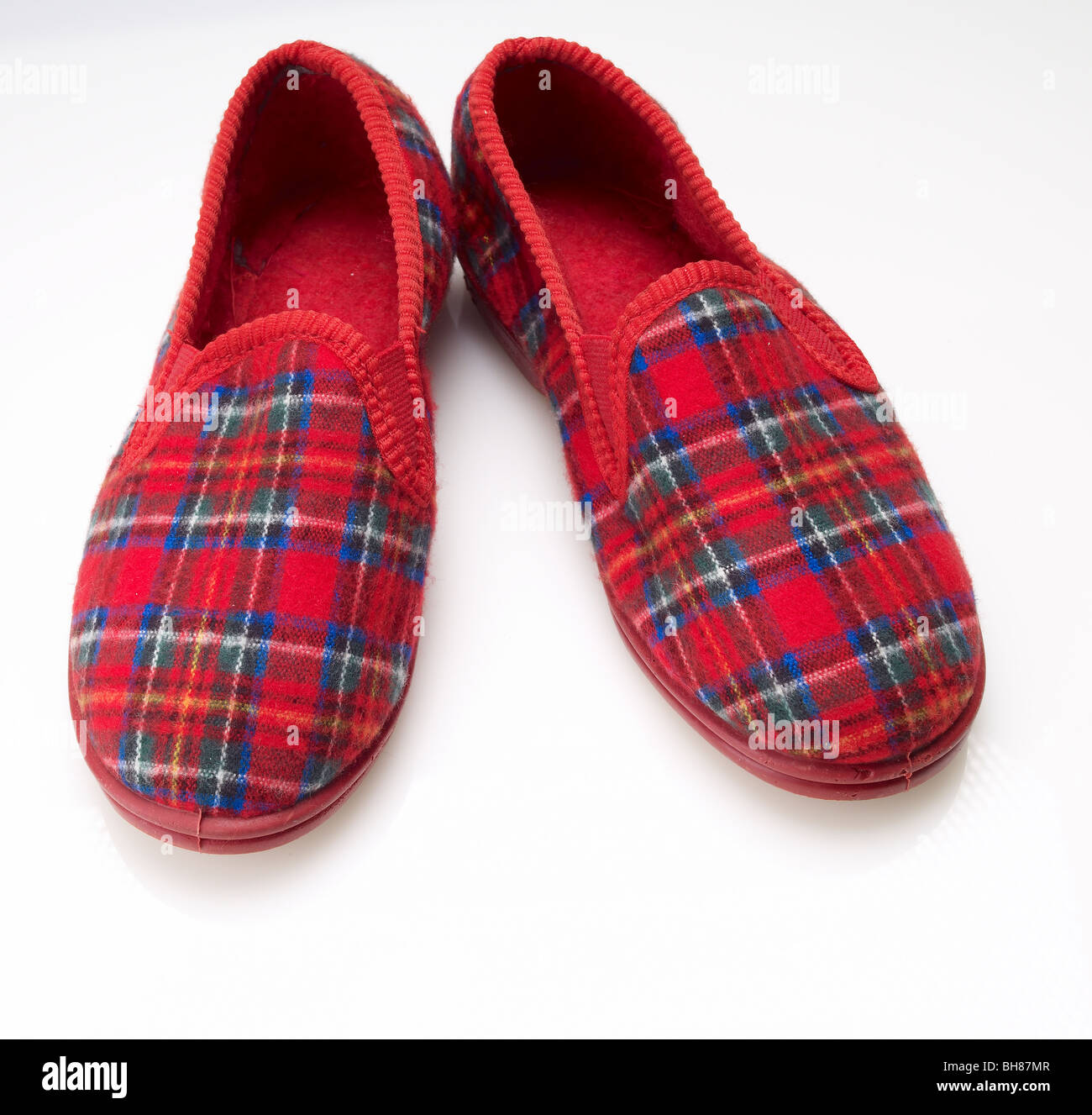 rote Tartan Pantoffel Stockfoto