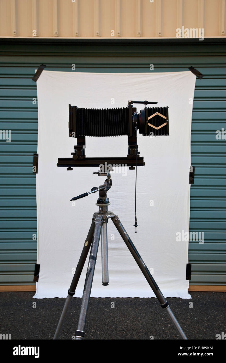 Eine altmodische Kamera und zurück fallen Set up für ein Fotoshooting Stockfoto