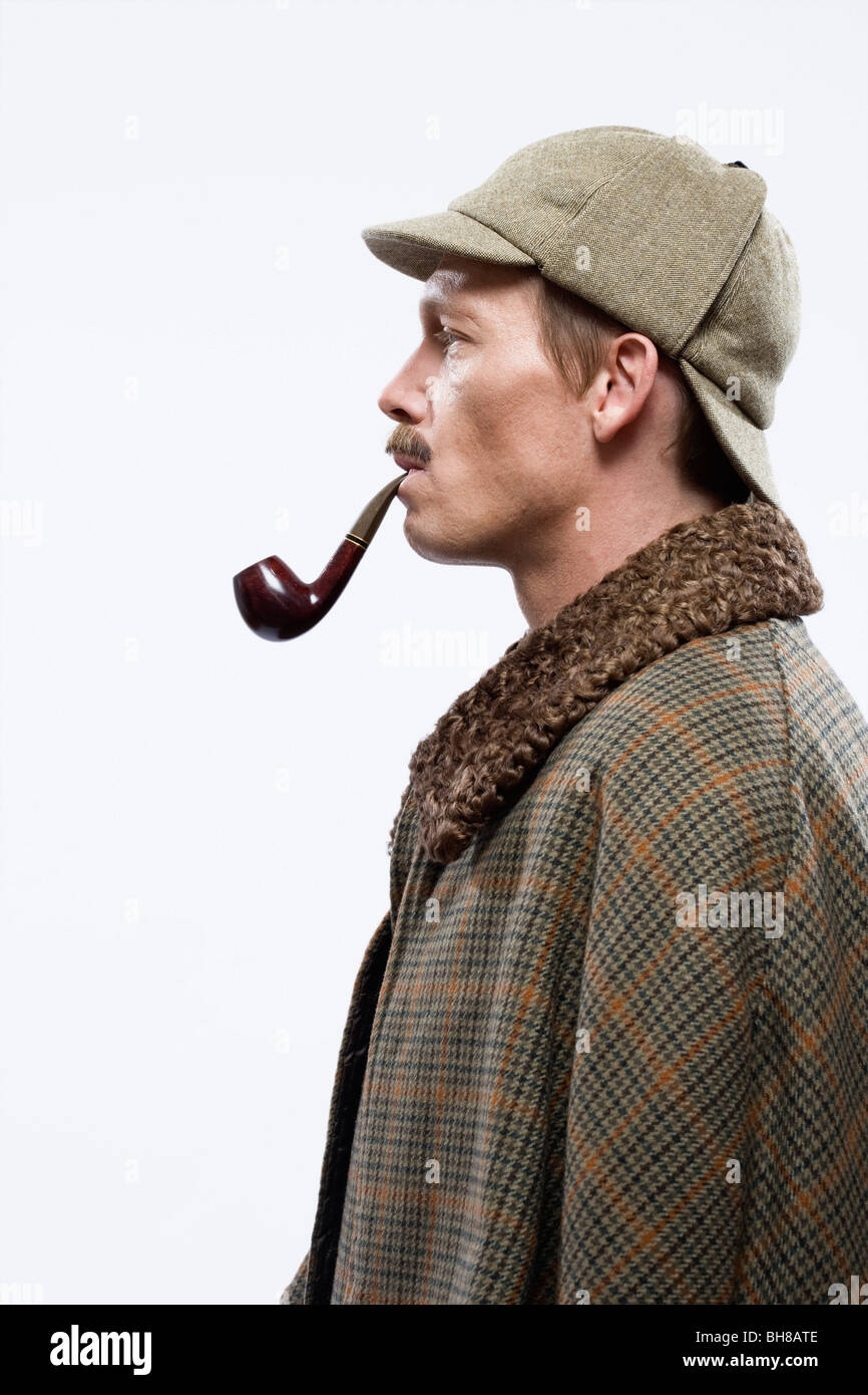 Ein Mann verkleidet als Sherlock Holmes Stockfoto