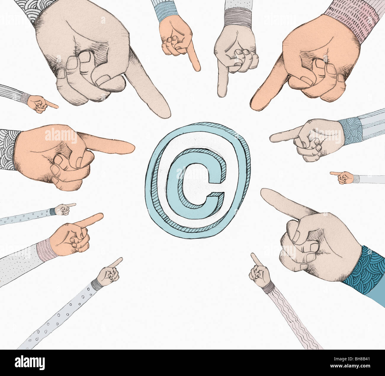 Hände auf ein copyright-symbol Stockfoto