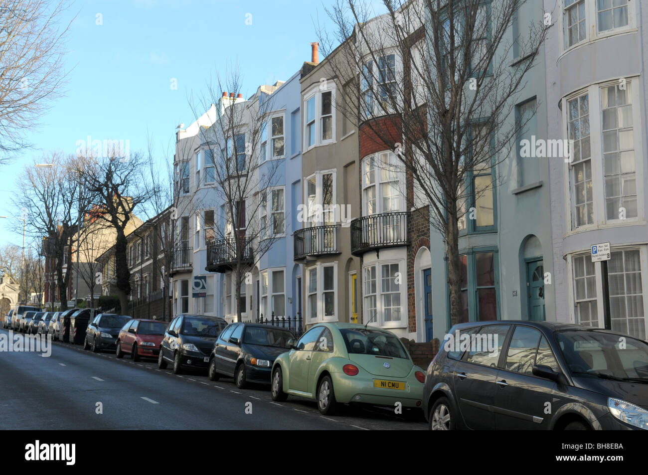 Regency-Stil Stadthäuser in Brighton Stockfoto