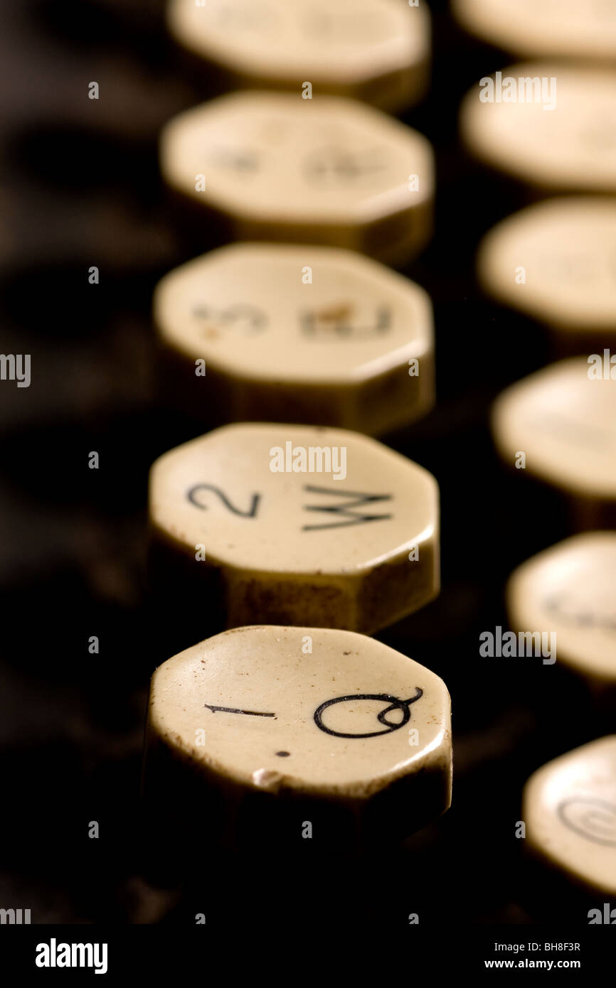 Antike Schreibmaschine Schlüssel - QWERTY Stockfoto
