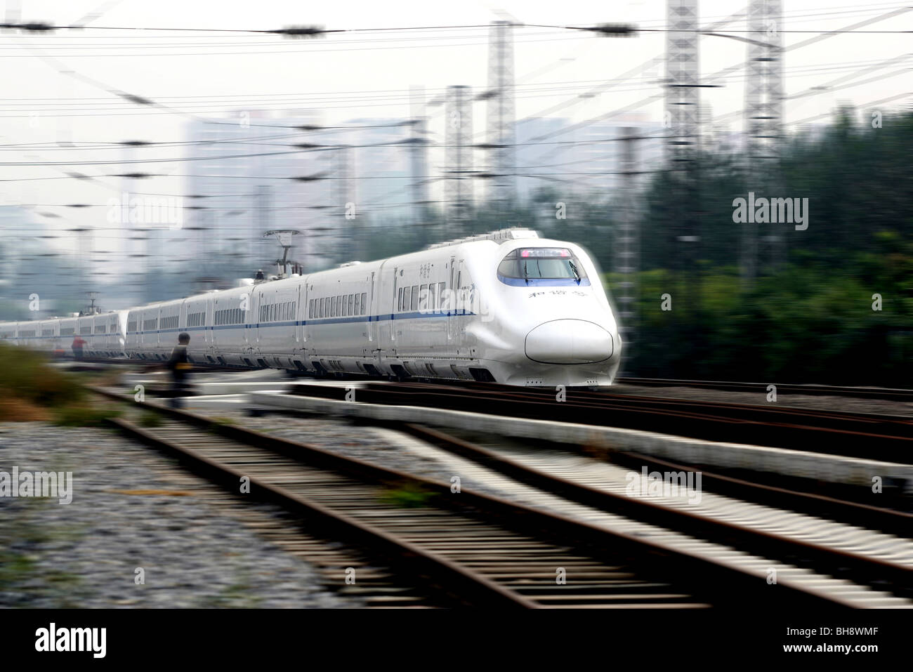 Einem fahrenden Zug Stockfoto