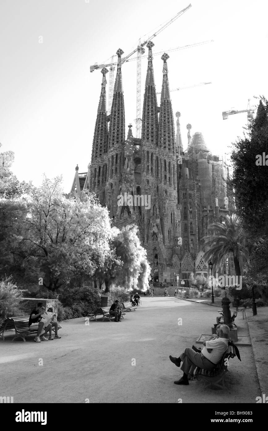 Kathedrale La Sagrada Familia des Architekten Antoni Gaudi, Barcelona, Katalonien, Spanien Stockfoto