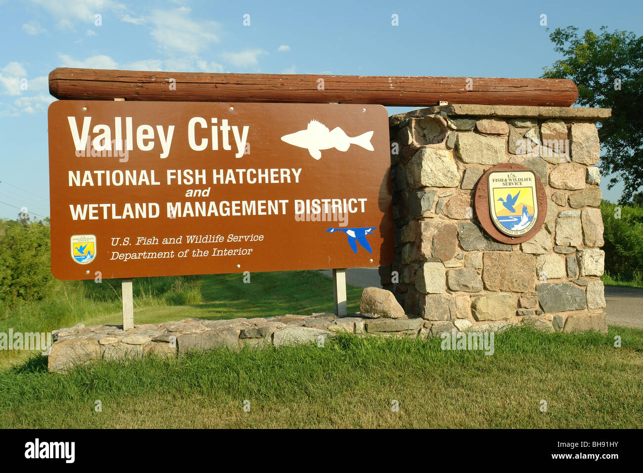 AJD65068, Valley City, ND, North Dakota, National Fish Hatchery, Feuchtgebiet-Management-Bezirk Stockfoto