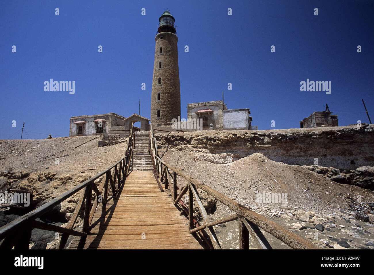 Leuchtturm von Big Brother, Brother Islands, Rotes Meer, Ägypten Stockfoto