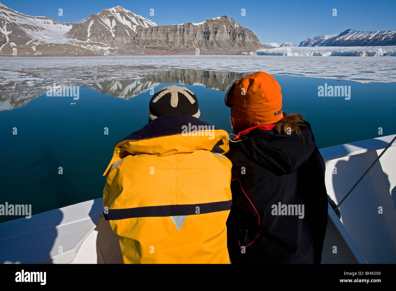 Kreuzfahrt nach Spitzbergen, Tunabreen Gletscher, Sassenfjorden, Svalbard-Archipel, Norwegen Stockfoto