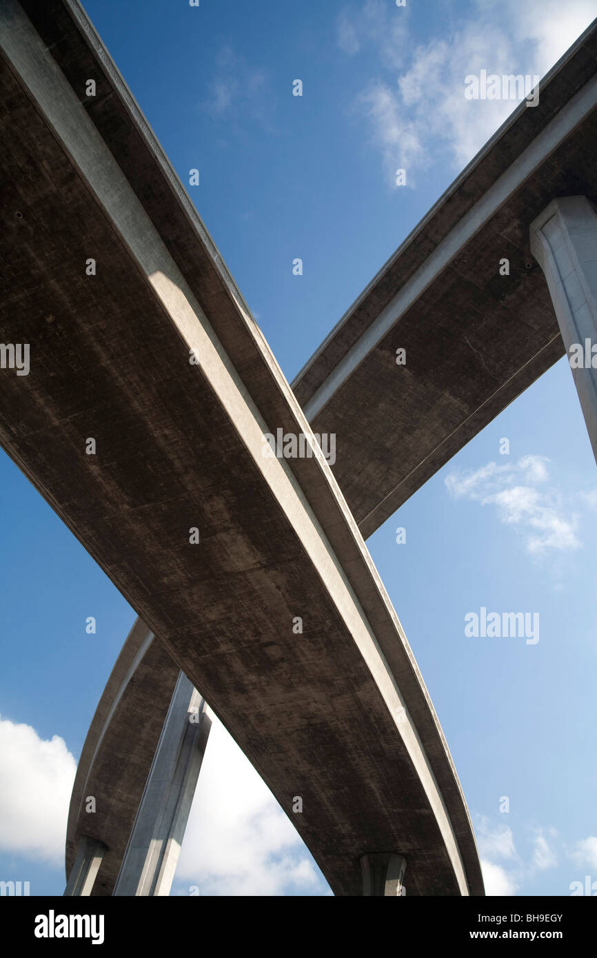 Blick auf ein Los Angeles Freeway Austausch und Überführung Stockfoto