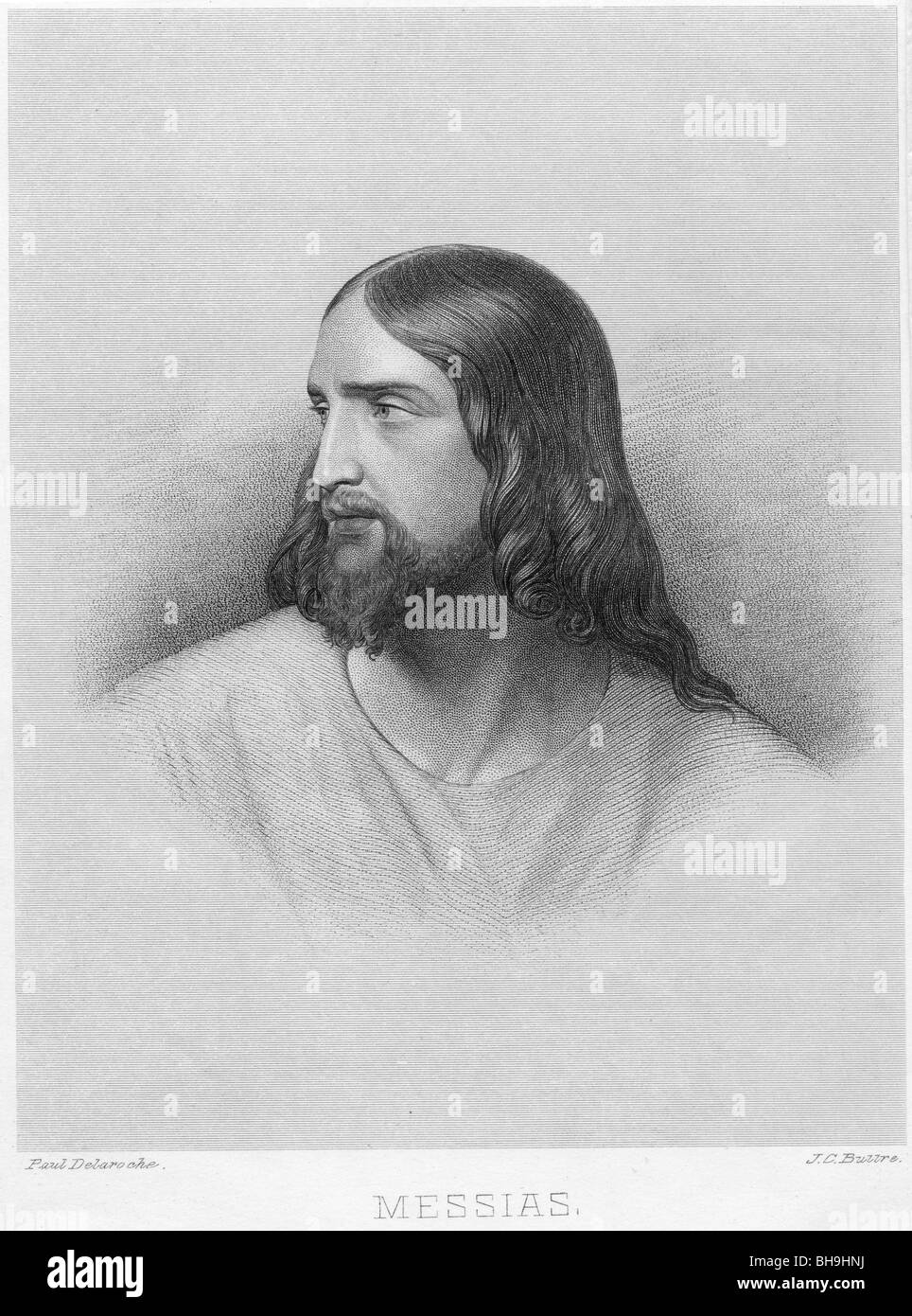 Porträt des Messias. Kupferstich von John Chester Buttre (1821-1893), basiert auf der Arbeit von Paul Delaroche (1797-1856) Stockfoto