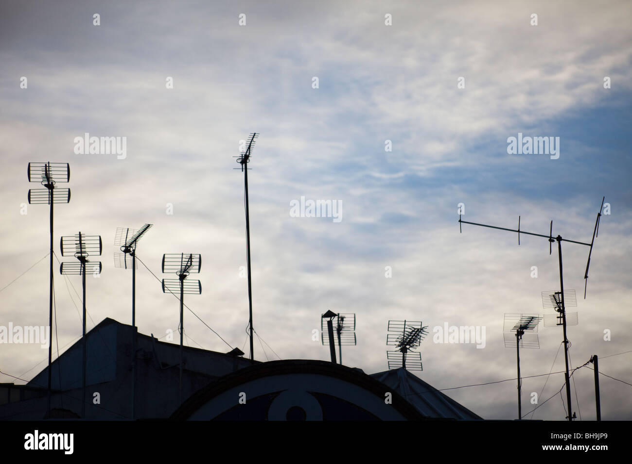 TV Antennen, das Zentrum von Sevilla, Andalusien, Spanien Stockfoto