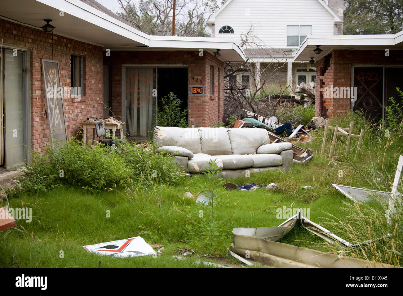 Zerstörung gesehen 9 Monate nach der Überschwemmung durch den Hurrikan Katrina in New Orleans, Louisiana Stockfoto