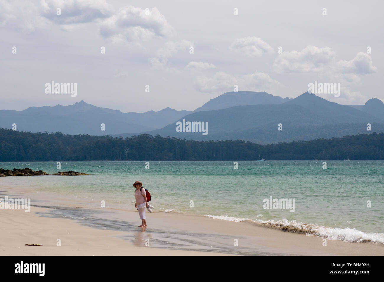 Abgelegener Strand auf Recherche Bay, Southwest-Nationalpark in Tasmanien Stockfoto