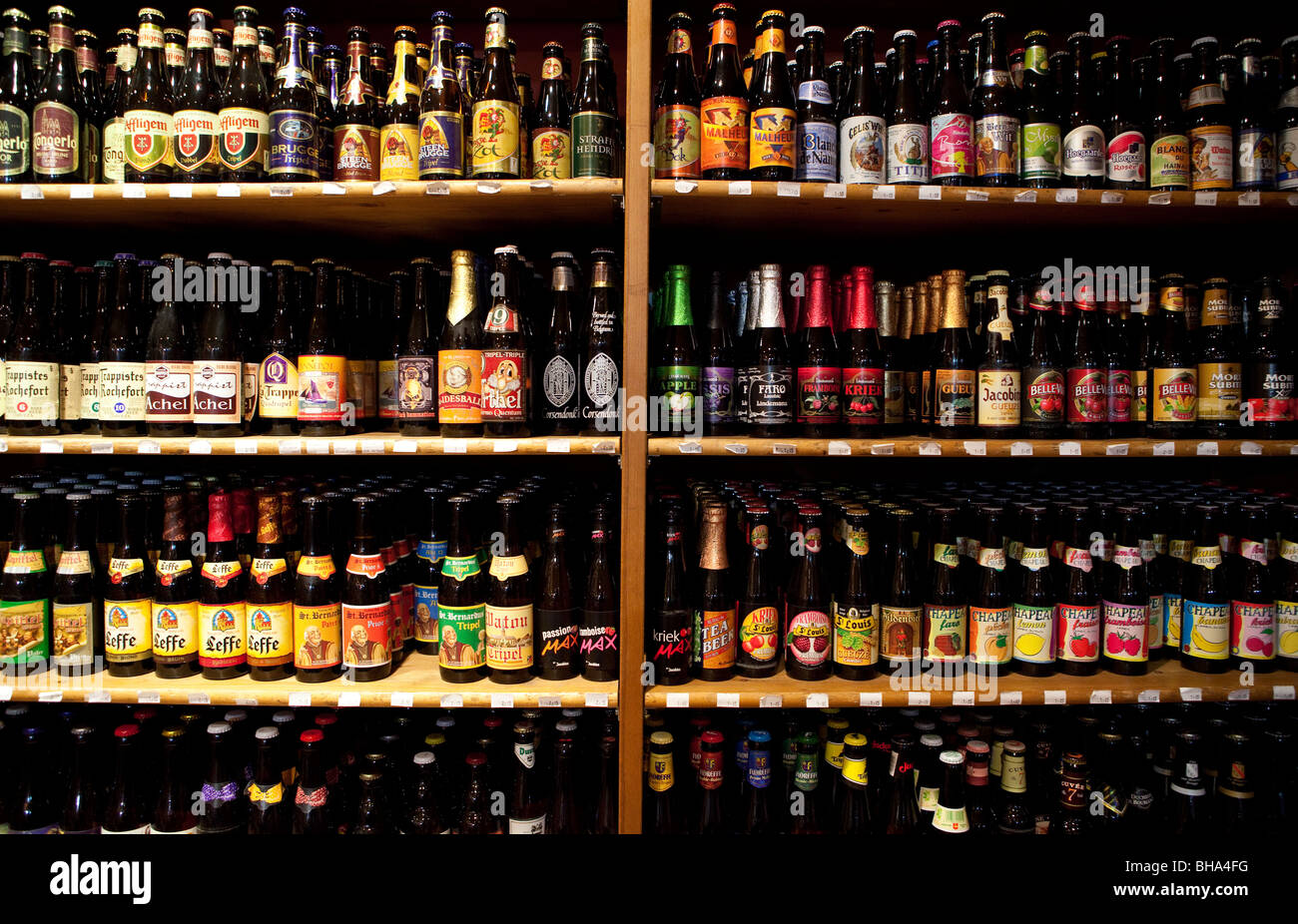 Bier Shop, Brügge, Belgien. Stockfoto