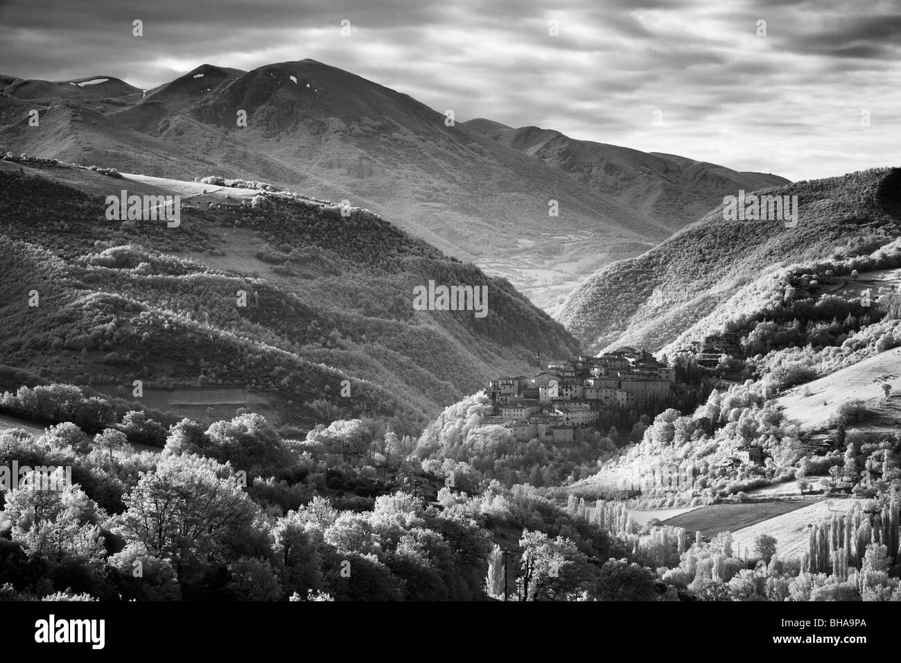 PRECI, Valnerina, Nationalpark Monti Sibillini, Umbrien, Italien Stockfoto