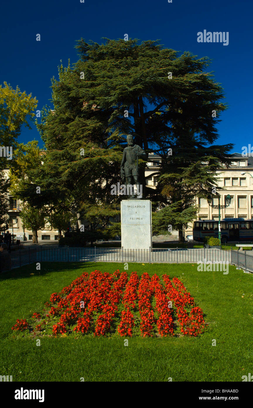 Statue von Felipe II am Plaza de San Pablo zentrale Valladolid Kastilien und Leon Spanien Europa Stockfoto