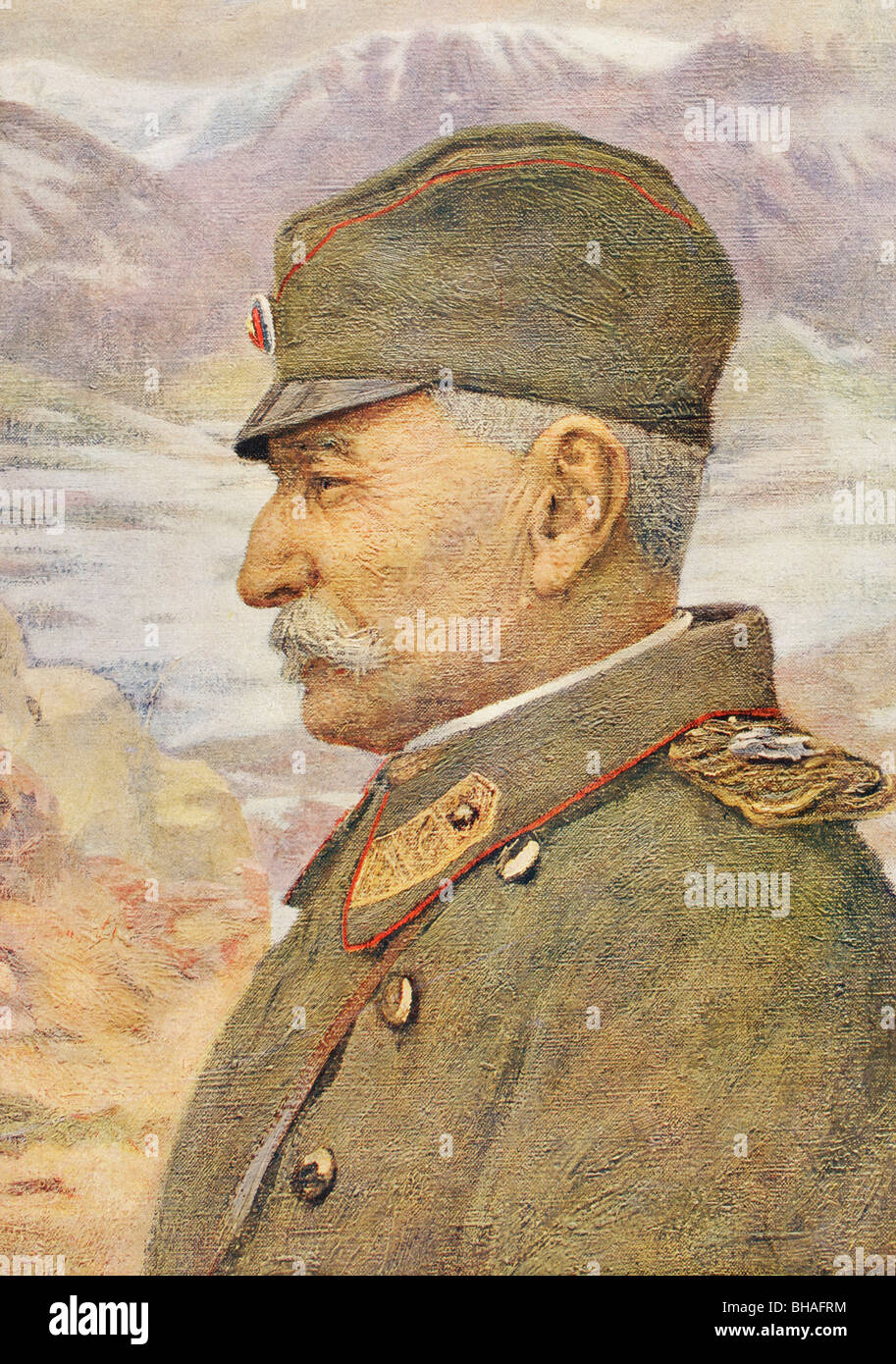 König Peter i. von Serbien, 1844 bis 1921, während des ersten Weltkrieges. Stockfoto
