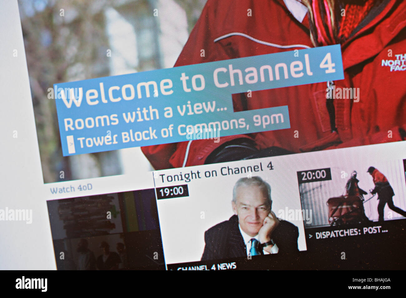 Channel 4 TV Homepage screenshot Stockfoto