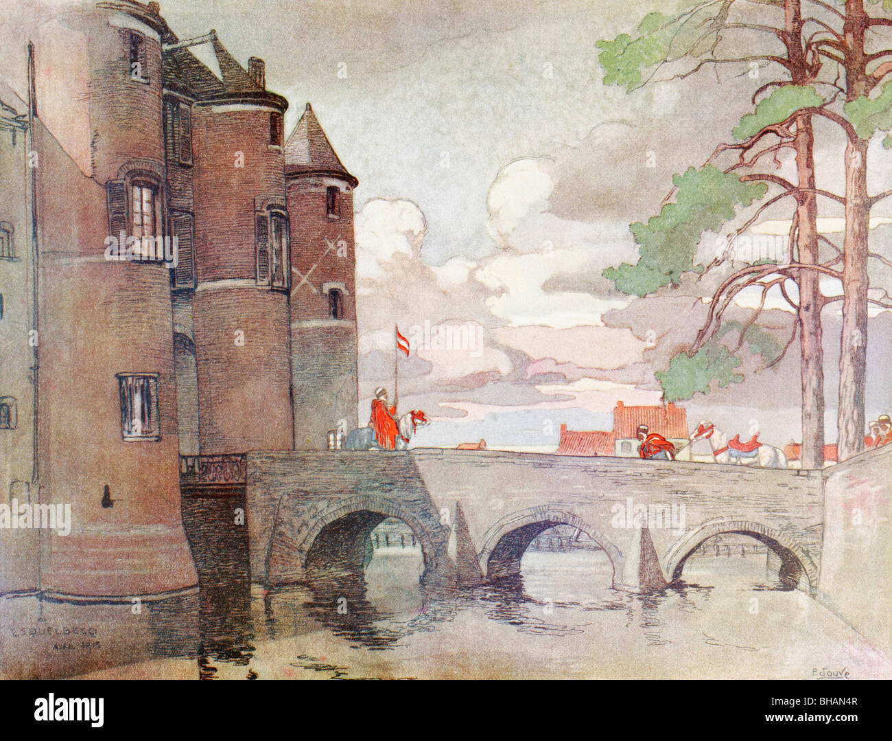 Spahis vor ein Chateau, Frankreich während Erster Weltkrieg. Spahis waren afrikanische leichte Kavallerie in der französischen Armee rekrutiert. Stockfoto